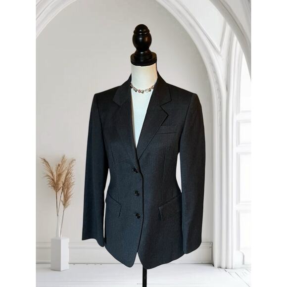 Sisley Wool Charcoal Gray Semi Fit Blazer Suit Jacket S US 2 4 IT 40 Wool - Picture 6 of 8